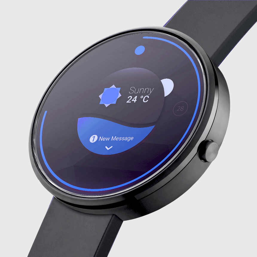 Smartwatch displaying weather and notification information.