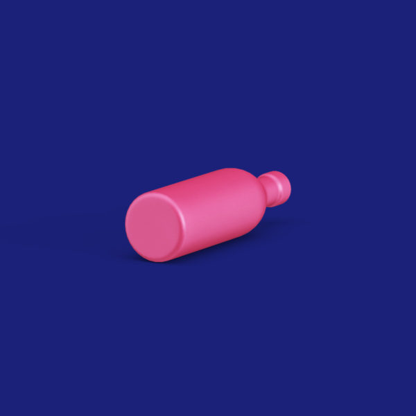 Pink bottle on a blue background.